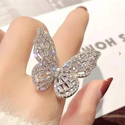 Butterfly Ring With Crystal