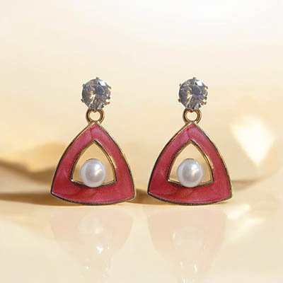 Crystal With Pearl in Triangle