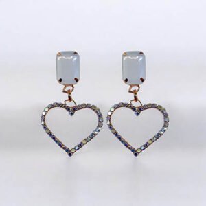 Drop Heart Crystal Earrings