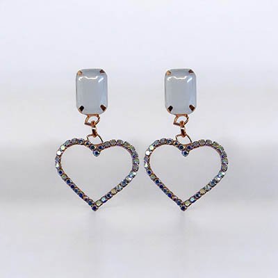 Drop Heart Crystal Earrings