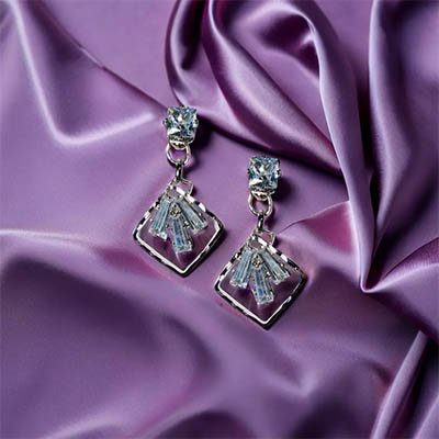 Drop Square Crystal Dangle