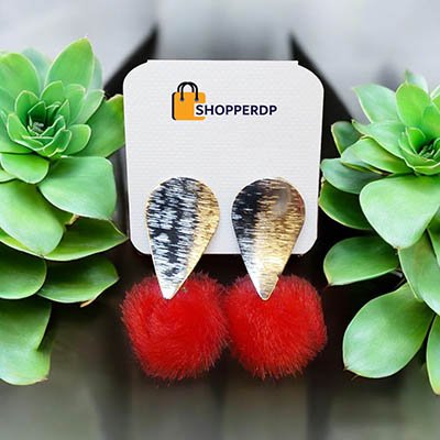 Pompom Balls Silver Drop Tassel