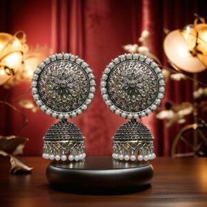 Traditional Silver Oxidised Big Jhumka