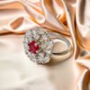 flower ring with stone red