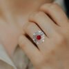 flower ring with stone red v2