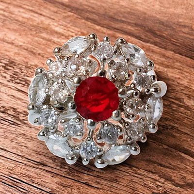 flower ring with stone red v3