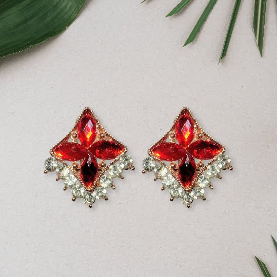 Crimson Spark Crystal Studs