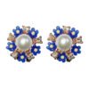 Royal Blue Blossom Pearl Studs Royal Blue Blossom Pearl Studs