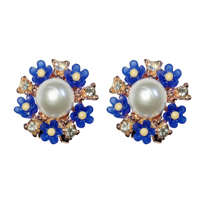 Royal Blue Blossom Pearl Studs Royal Blue Blossom Pearl Studs