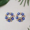 Royal Blue Blossom Pearl Studs Royal Blue Blossom Pearl Studs