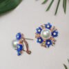 Royal Blue Blossom Pearl Studs Royal Blue Blossom Pearl Studs