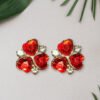 Crimson Heart Sparkle Studs
