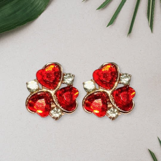 Crimson Heart Sparkle Studs