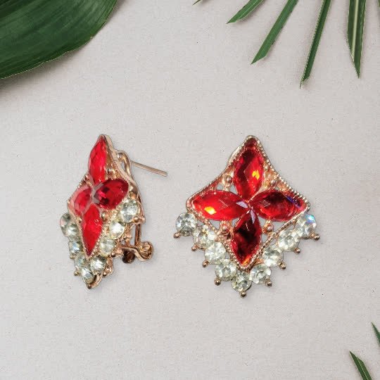 Crimson Spark Crystal Studs