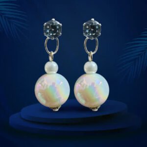Pearl Drops, Crystaling Studs, White-Tone Dangle