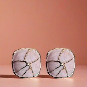 Cushion Shape Stud Design with Gold Line Accents