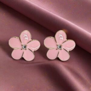 Floral Stud Earrings with Gold Outline