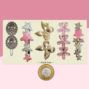 Elegant Floral, Pearl & Crystal Hair Clip 5 Pcs